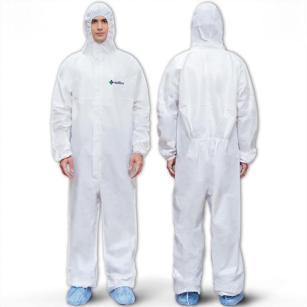 Medtecs Hazmat-puvut - 6 kokoa Valinnat - Kertakäyttöinen Coveralls Puku, Medical Protective PPE Hazmat-puvut