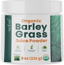 Teaveli Organic Barley Grass Juice Powder - Raw, Utah Grown Barley Grass Juice Extract för Detox- kompletterar Wheatgrass Juice - Made i USA utan gluten, tillsatser eller konserveringsmedel - 8 uns (226 Grams)