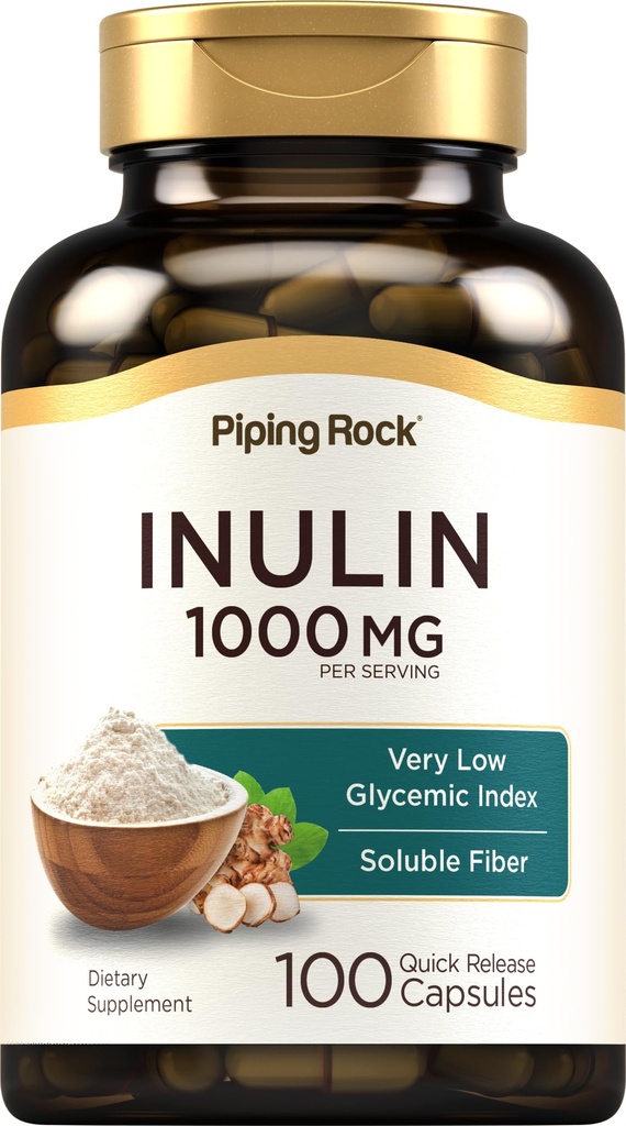 Piping Rock Organic Inulin Capsules 1000 mg | 100 greve | Low Glycemic Index | Löslig Fiber Supplement | Non-GMO, Gluten Free