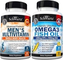 Advanced Daily Miesten Multivitamiini C-vitamiini B D3 E ja sinkki (1 kuukausi tarjonta) Plus Triple vahvuus Omega 3 Kalaöljy Softgels (1 kuukausi tarjonta)