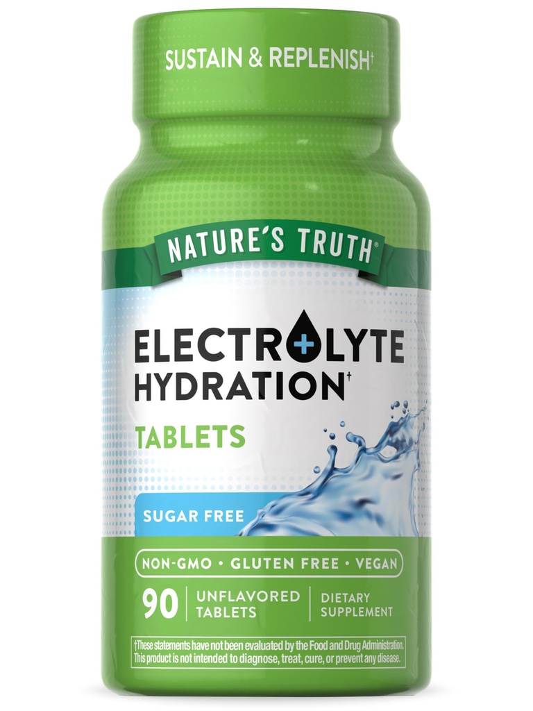 Naturens Sanning Electrolyte tabletter | No Sugar | 90 greve | Vegan, Non-GMO & Gluten Free Hydration Supplement | Med mineraler