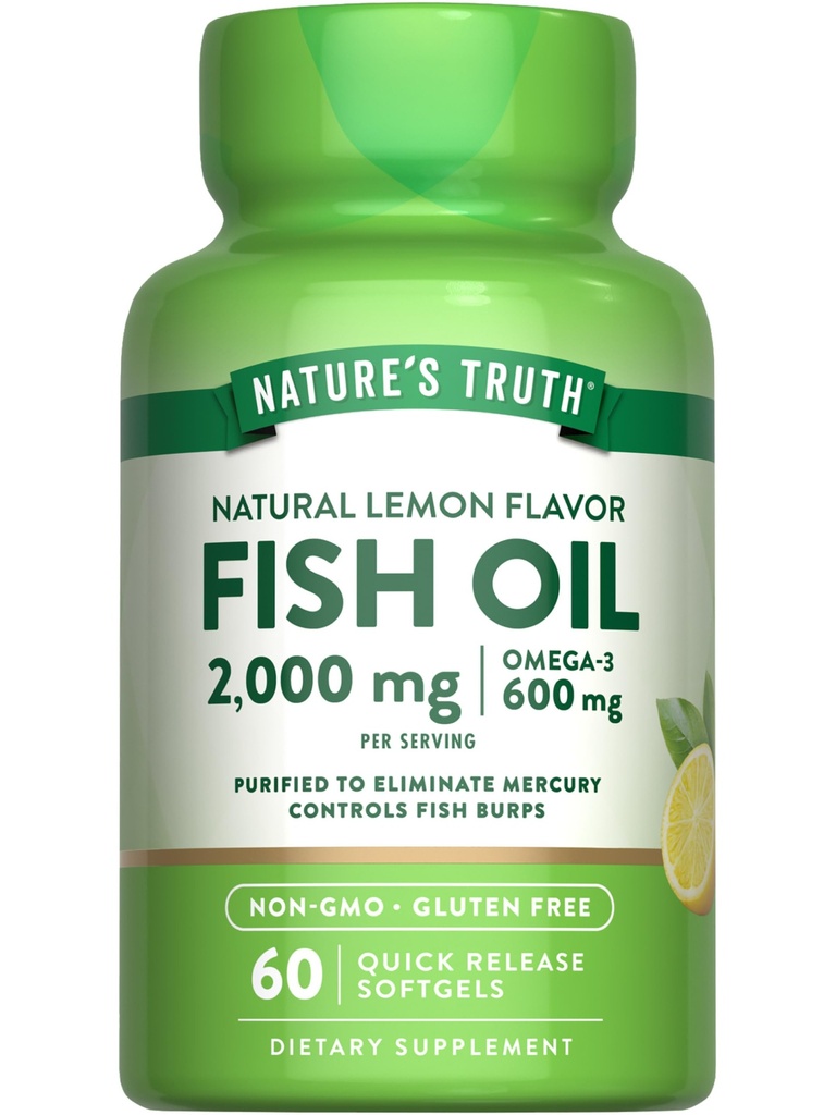 Nature's Truth Fish Oil Omega 3 täydennysosat 2000mg 60 Softgels ...