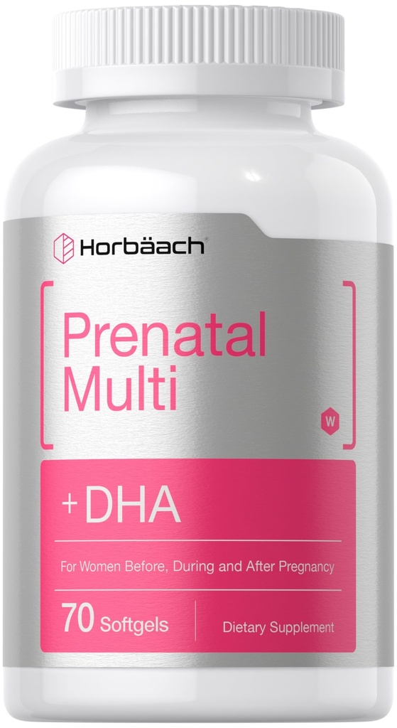Horbäach Naisten prenataalinen monivitamiini DHA, rauta-ja foolihappo ... 70 Softgels...