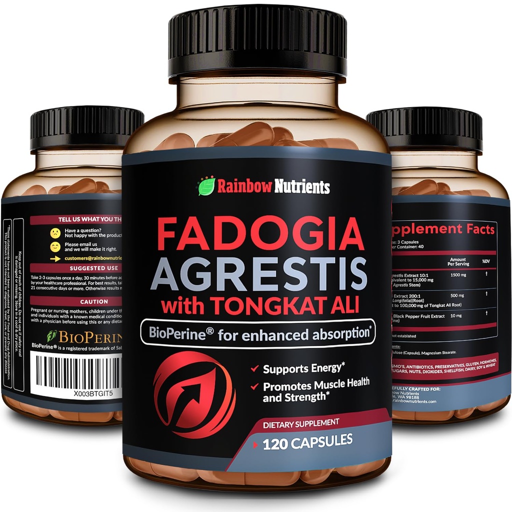 115,000 mg Fadogia Agrestis Tongkat Ali + BioPerine® [Max Imeytyminen] - Tukee kestävyys, vahvuus, Focus, lihasten terveys & Recovery, Drive & Performance - ei-GMO & Made in USA - 120 V kapselit