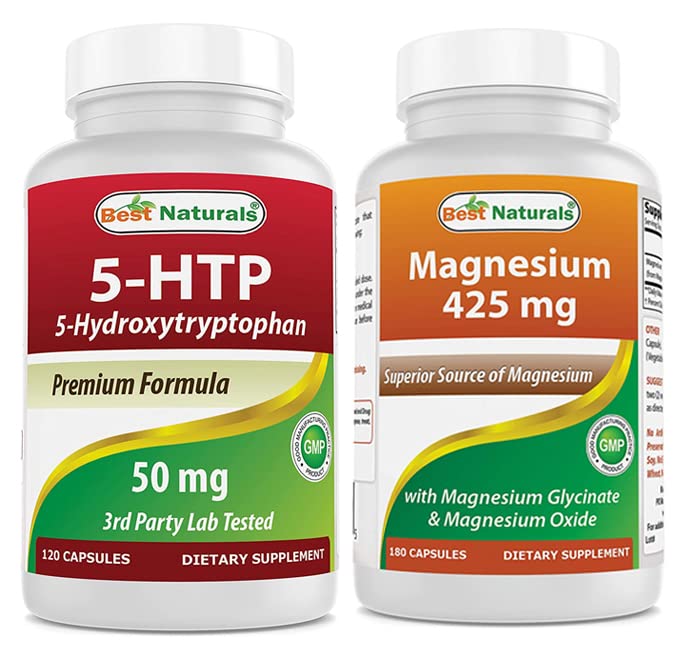 Bästa naturliga 5-HTP 50 mg & Magnesium Glycinate 425 mg