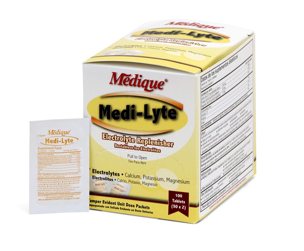 Medique 03033 Medi-Lyte Electrolyte tabletter w / kaliumklorid för kramper, 100 tabletter