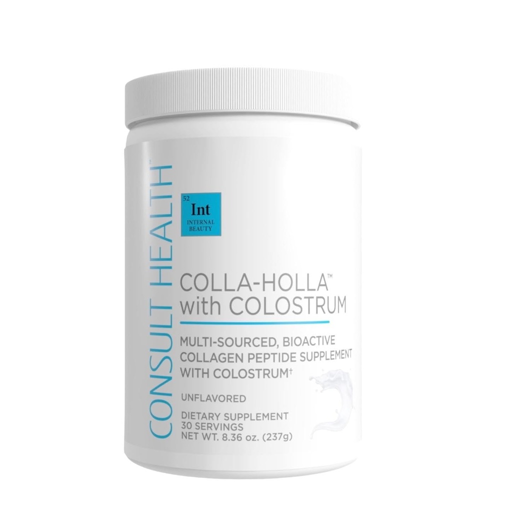 Consult Health Colla Holla- Multi-Sourced Collagen Verisol Protein Powder with Colostrum for Skin Elasticity, ryppyjen vähentäminen, terveet hiukset & niveltuki. 8.36 oz