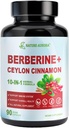 Berberiinilisä, jossa on Ceylon Cinnamon & Cromi Picolinate, 10-in-1 berberiini 1000 mg per serving, berberiini 5X aineenvaihduntaa, sydän- ja immuunitukea (90 kapselia)