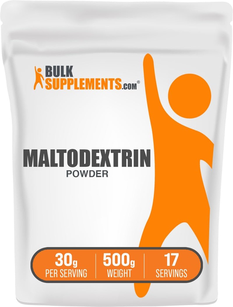 BulkSupplements.com Maltodextrin Powder - Maltodekstriini Supplement for Energy Boost, Food Grade - makuamaton & Gluteeniton, 30g per tarjoilu, 500g (1,1 lbs) (Pakkaus 1)