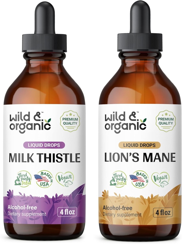 Luonnonvarainen ja orgaaninen maito Thistle Tincture 4 fl oz & Lion's Mane Tincture 4 fl oz