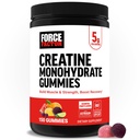 Force Factor Creatiini Monohydraatti Gummies, 5g annos miehille ja naisille tukea lihasten, vahvuus, elpyminen, kognitiiviset terveys ja muisti, valikoituja hedelmä makuja, 150 Gummy