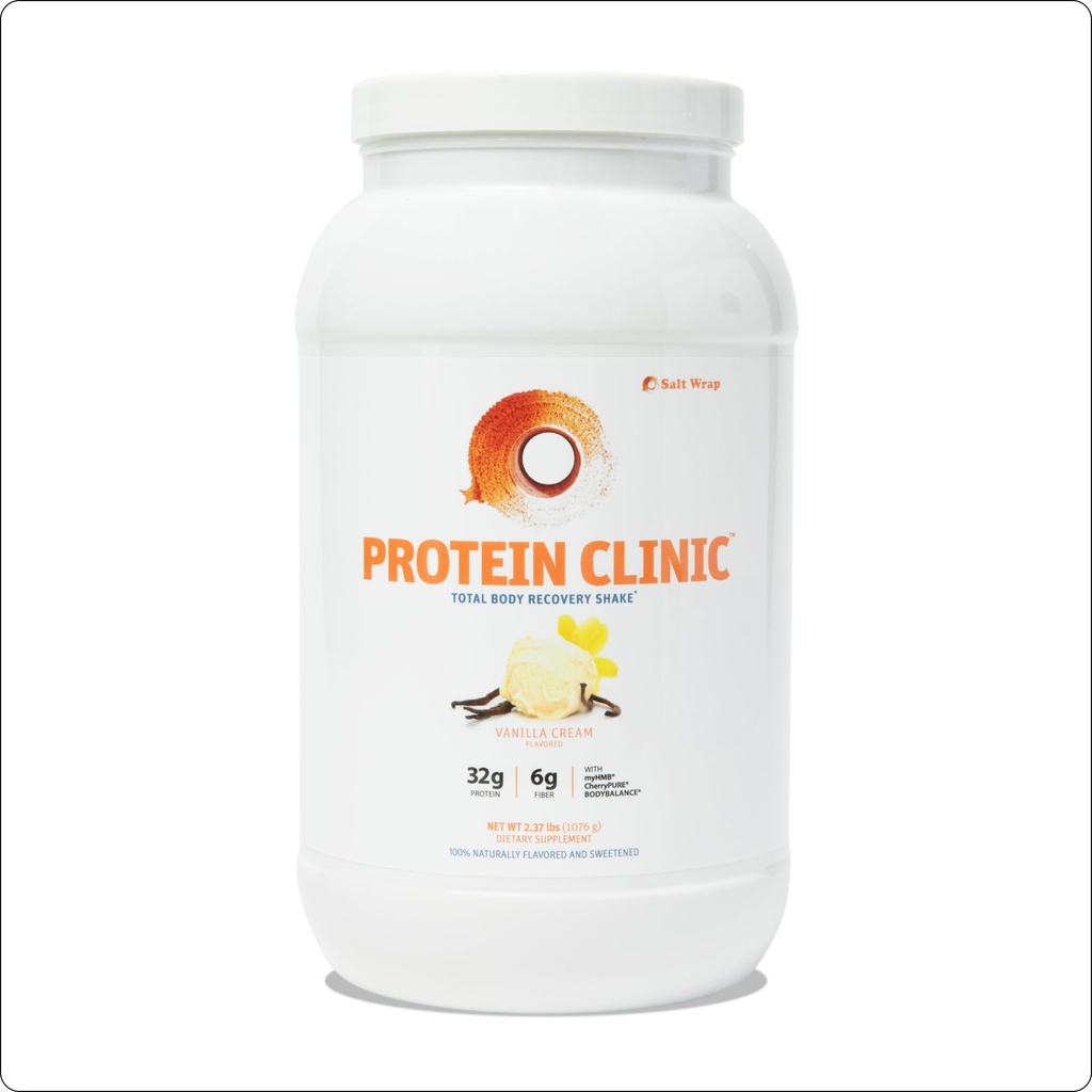 SaltWrap Protein Clinic - Total Body Recovery Shake with Collagen Peptides, HMB, Tart Cherry Extract, Pea Protein Powder Isolate, Prebioottikuitu nivelille Natural Muscle Builder & Recovery - Vanilla