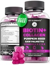Hair Skin och Nails 10000mcg Gummies & Collagen Gummies - Biotin Vitaminer för hårtillväxt Pumpkin Seed Oil, Saw Palmetto Extract & Vitaminer A B6 C D E - Biotin och Collagen Supplements