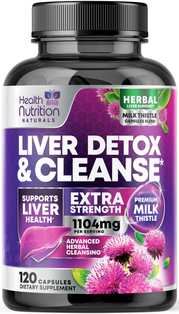 Lempeä maksa Cleanse Detox & Repair Formula - Advanced Liver Support Supplement with Silymarin Milk Thistle, Voikukan juuri, Artisokkauute, Kurkuma, Koliini, & Punajuuret - 120 kasviskapselit