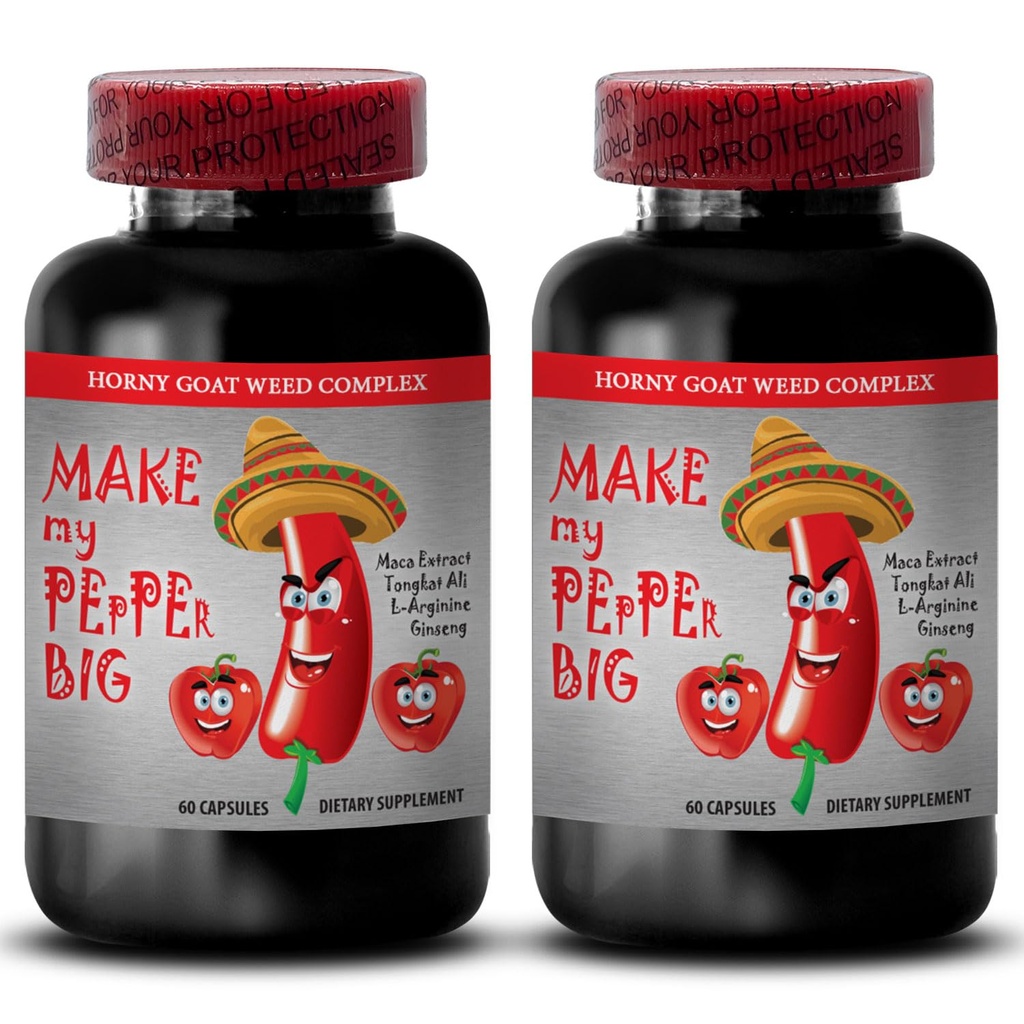manliga förbättra piller ökar storleken - MAKE MIN PEPPER BIG - NATURAL MALE ENLARGEMENT, Maca, L-Arginin, Longjack piller, manliga prestationsförstärkare, tongkat ali för män, manliga libido piller, 2 Bot 120 Caps