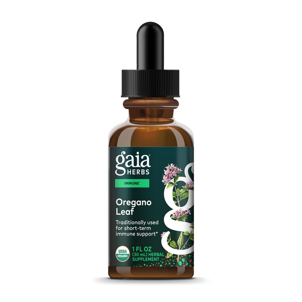 Gaia Herbs Oregano Leaf - Immuuni tuki kasviperäisten täydentää - kanssa Oregano Leaf Extract - Certified Organic - 1 Fl Oz (23 Servings)