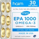 HAIM EPA1000 MINI - Pure EPA Fish Oil Supplement - 1 100mg Omega-3 för hjärta, hjärna och gemensam hälsa - Hög styrka, Burpless Softgels - Små, lätta att svälja kapslar - 60 Softgels - Made in USA