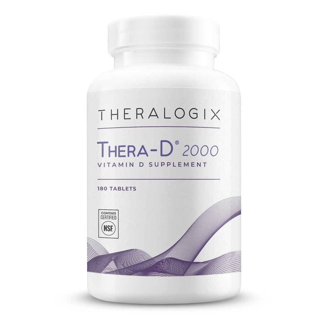 Theralogix Thera-D 2000 Vitamin D Supplement - 2 000 IE (50 mcg) Vitamin D3 tabletter - 180-dagars Supply - Immune Support Supplement för kvinnor och män - Aids Bone & Heart Health - NSF Certified -180 tabletter