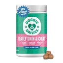 Doggie Dailies Skin & Coat Supplement Support, Salmon Oil for Dogs Skin and Coat Collagen, Omega 3, Krill Oil, Biotin, & Coconut Oil for Dogs (Salmon) 225 Soft Chews