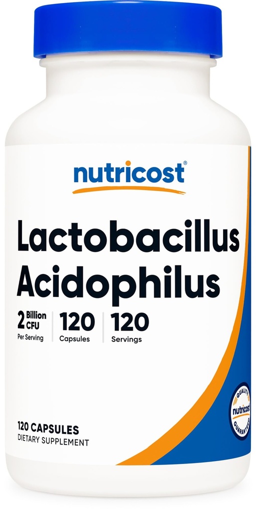 Nutricost Lactobacillus Acidophilus 2 miljardia PMY per serving (120 kapselia)