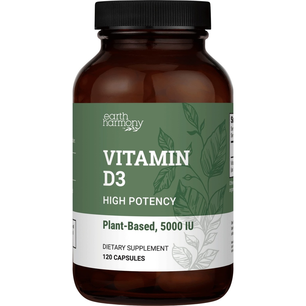 Vegaani D3-vitamiini 5000 iu Supplement - Pure, korkea teho täydentää Immuunin terveys ja vahva luut tuki - D-vitamiini 5000 iu - 120 kapselia, 4-kuukautinen tarjonta
