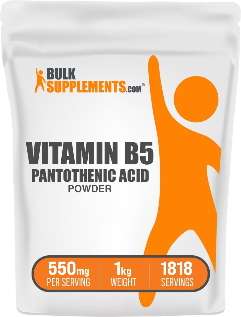 BulkSupplements.com B5-vitamiinijauhe - kalsiumpantotenaatti, B5-vitamiinit - Gluteeniton, 500 mg B5-vitamiinia per annos, 5kg (11 lbs) (Pack of 5)