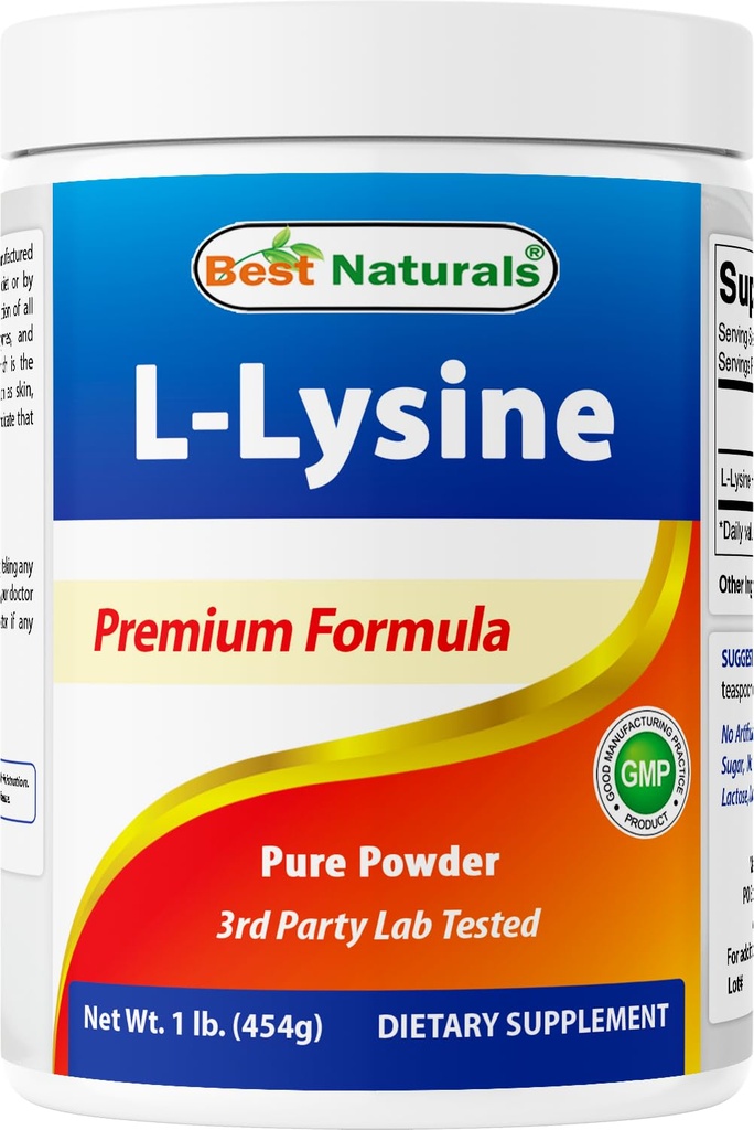 Best Naturals Lysiinijauhe, 1 punta - 100% puhdasta (1 LB (Pakki 1))