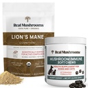 Real Mushrooms Lions Mane Powder for Humans (60g) & Sieni Immuuni Lemmikki Chews (60ct) - Bundle for Cognition & Immuniteetti - Ashwagandha, Astragalus & More - Vegan, non-GMO, Gluten-free, Grain-free