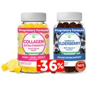 Lunakai Collagen ja Elderberry Gummies Bundle - Anti-ikääntymisen lisäravinteet miesten ja naisten - Immuunituki aikuisille ja lapsille - Vegaani, ei-GMO, Ei maissisyrupia, liivate, Kaikki luonnolliset musta Sambucus