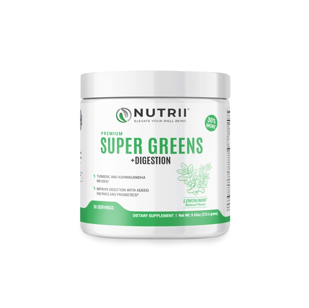 Organisk grön immunitet superfood pulver - lugn Digestion, ökar hälsosam vitalitet och energi. Fast Acting Formel med probiotika, enzymer, gurkmeja och Ashwagandha (30 portioner citron-Mint)