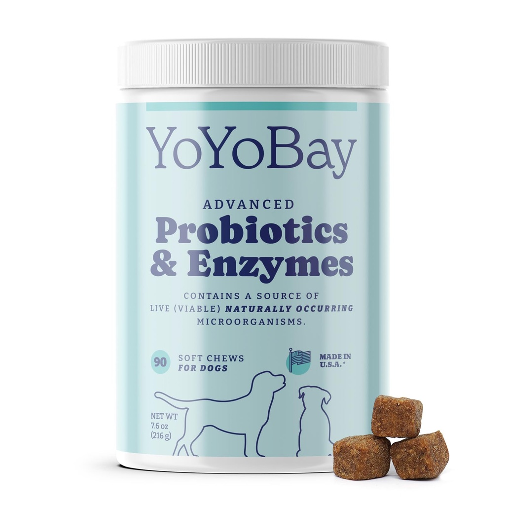 Probiotika för hundar, hundprobiotika och Digestive Enzymes, Pre & Probiotic över 1 miljarder CFU, för Gut Health och Digestive Health, Yeast Balance, Immune Support, 90 Soft Chews