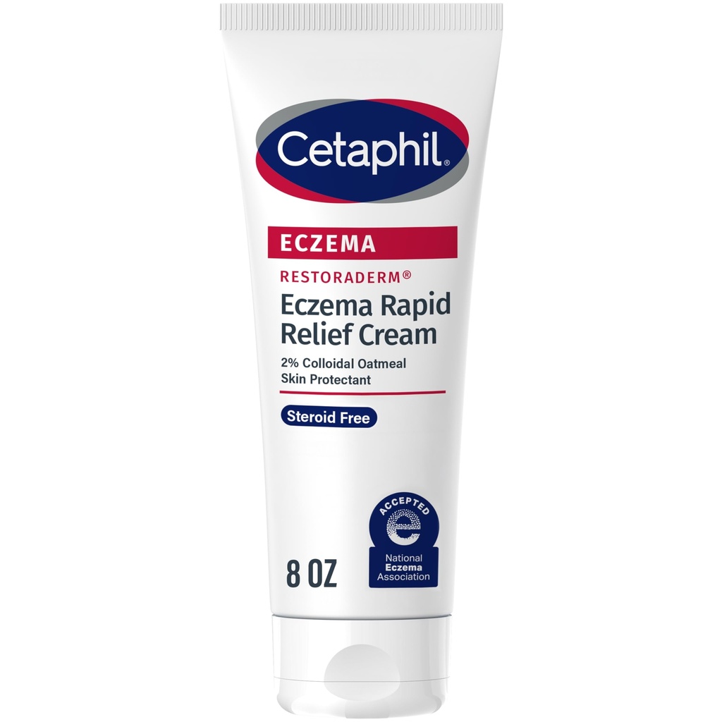 CETAPHIL ECZEMA RESTORADERM FLARE-UP RELIEF CREAM, Ekseema Prone Skin, 8 oz, Barrier korjaus, 48 tunnin nesteytys, 2% ihonsuojaaja Kolloidinen kaurapuuro, steroidi vapaa