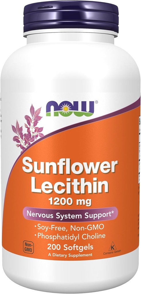 Nyt Ruoka Auringonkukka Lesitiini - Fosfatidyylikoliini - 1200 MG (200 Softgels)