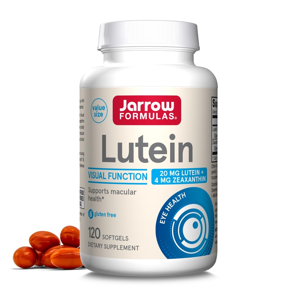 Jarrow Formulas Lutein 20 mg med Zeaxanthin, Kosttillskott för visuell funktion och Macular Health Support, 120 Softgels, 120 Day Supply