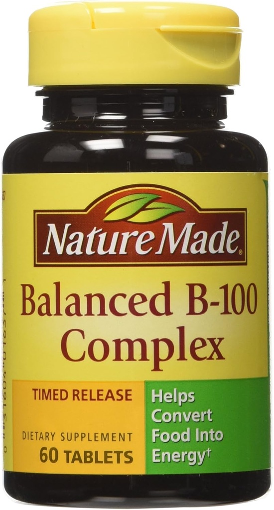 Nature Made B-100 Complex Tablets, 60 Count for Metabolic Health (Pack of 3)
