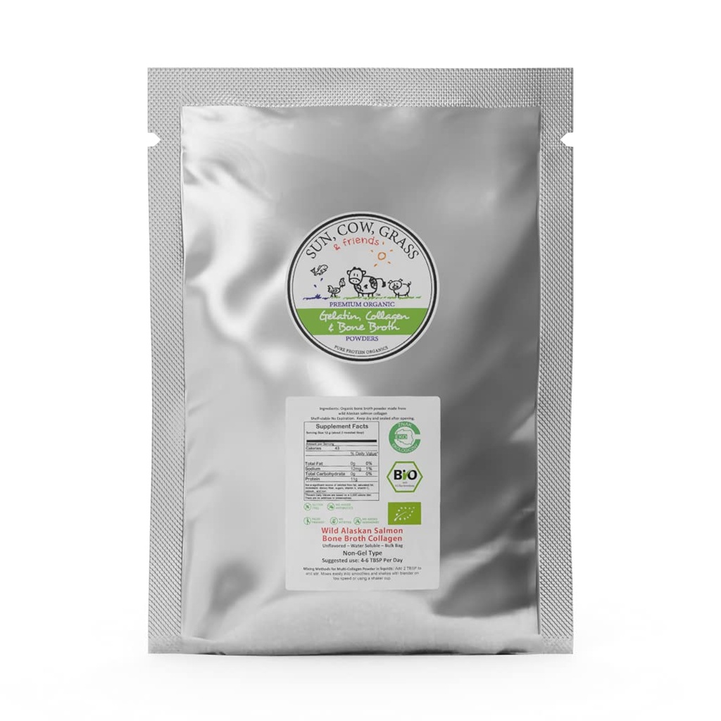 Wild Alaskan Salmon Brone Broth Collagen Powder 5LB Pure Protein Non-Gelling tyyppi - Ei makua
