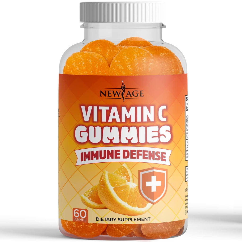 NEW AGE Vitamin C Gummies Orange Vitamin C Gummy - Stöder hälsosamt immunsystem - Vegetarian Utan Gluten (60 Gummies)