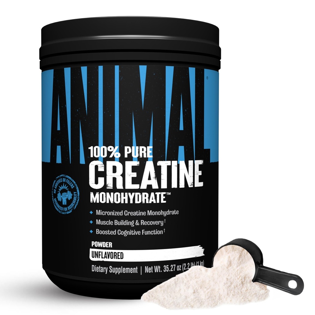 Eläinten Creatiini Monohydraatti Powder - Mikronisoitu Creatiini naisille ja miehille, tukee lihasten kasvua, voimaa, Endurance, Recovery ja ATP tuotanto, kuntosali ja harjoitus täydentää - makuamaton, 1kg