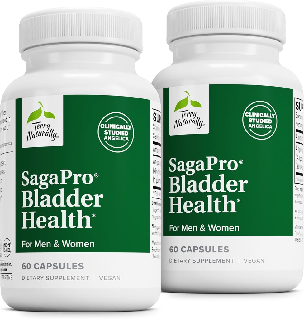 Terry Naturally SagePro Bladder - Bladder Support Supplement - Kosttillskott med Angelica Leaf Extract - Vegan kapslar för att hjälpa urinvägsfunktion och hälsa - 60 kapslar (Pack of 2)