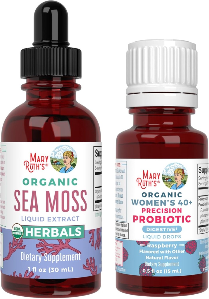 MaryRuth Organics Probiootti digestio (vadelma) naisille 40+ & Sea Moss Drops ... USDA Organic, Clean Label Project Varmennettu® ...