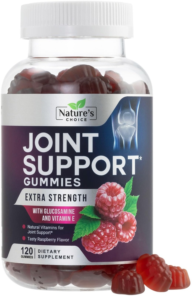 Joint Support Gummies Extra Strength Glukosamiini Gummy Supplement E-vitamiini - Natural Cartilage & Joint Health & Joustavuus Tuki, paras tuki Glukosamiini Chew miesten & naisten - 120 Gummie