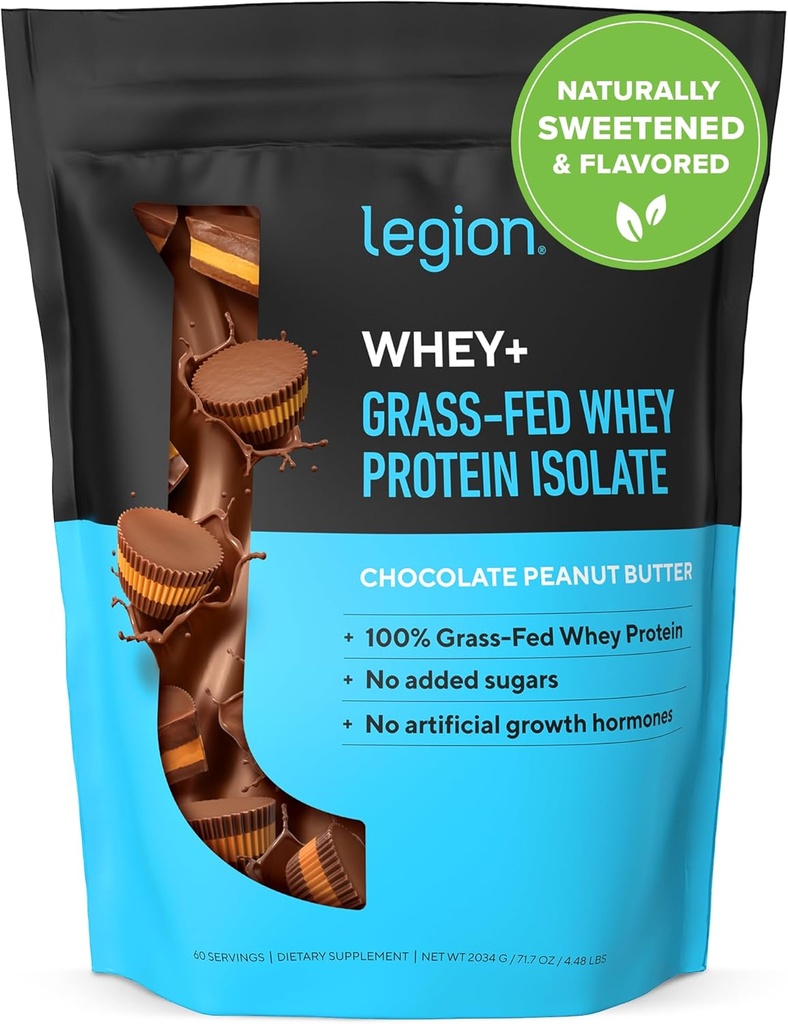 LEGION Whey+ Protein Whey Isolate alkaen Grass Fed Cows - Whey Protein Isolate Powder Low Calorie, Ei-GMO, Sokeriton, Laktoositon ja Gluteeniton, Kaikki luonnon proteiinijauhe miesten ja naisten (30 tarjoilua)