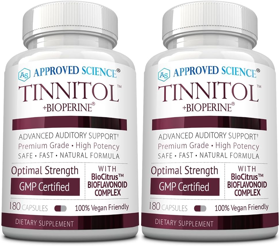 Hyväksytty Science Tinnitol - Tinnitus Support Supplement - Helppo rengas korvat - Boost Inner korvan terveys - 2 pullot - 6 kuukauden toimitus - valmistettu Yhdysvalloissa