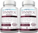 Godkänd vetenskap Tinnitol - Tinnitus Support Supplement - Ease Ringing i öronen - Boost Inner Ear Health - 2 flaskor - 6 månaders leverans - Tillverkad i USA