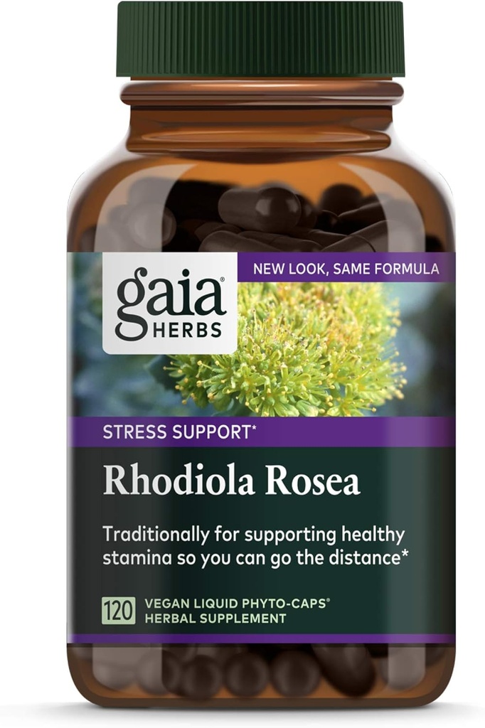 Gaia Yrtit, Rhodiola Rosea Vegan Liquid Phyto kapselit - Stressi tuki täydentää, Adaptogenic Herb, 120-Count (paketti 1