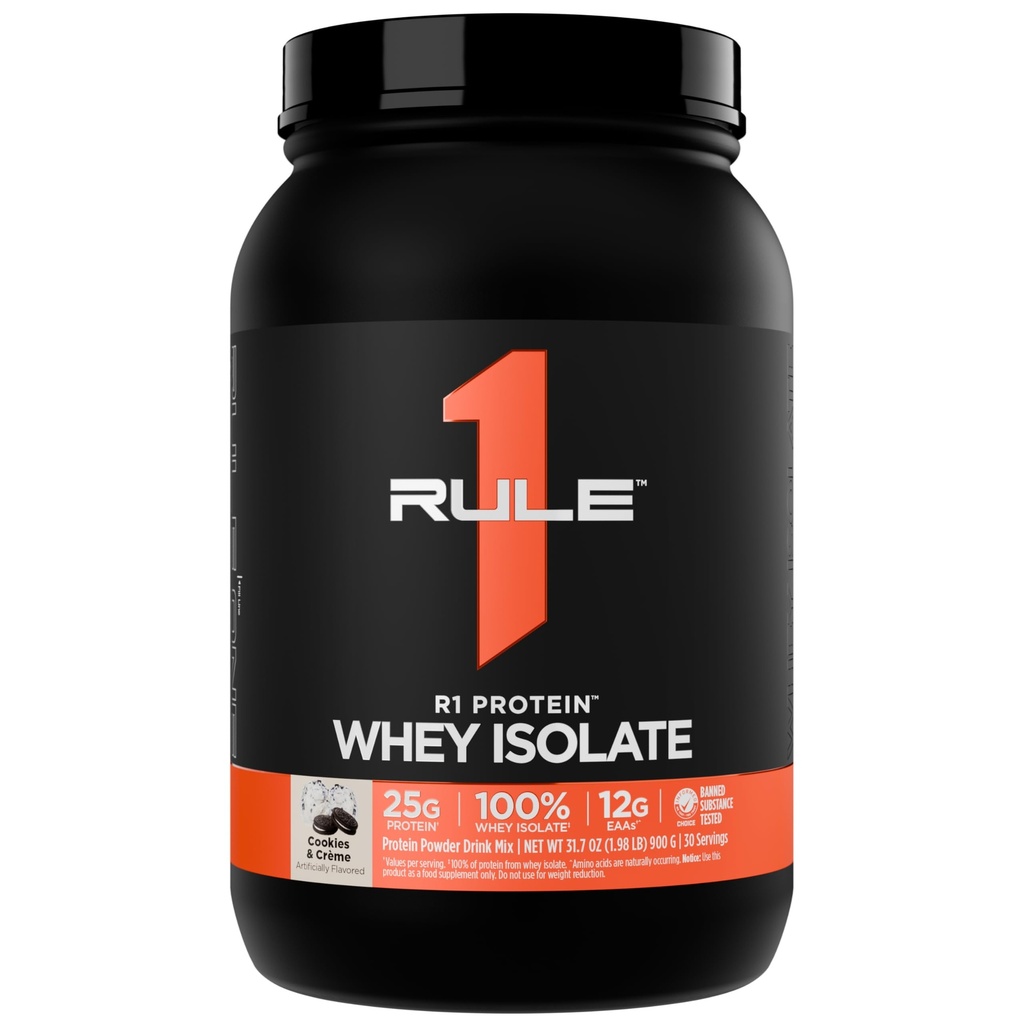1 artikla R1-proteiini Hera-isolaatti - 25g proteiinia & 6g BCAA Yksinomaan yksittäisistä ja hydrolysoiduista energialähteistä harjoitteluun (2 kiloa*, Evästeet & Crème)