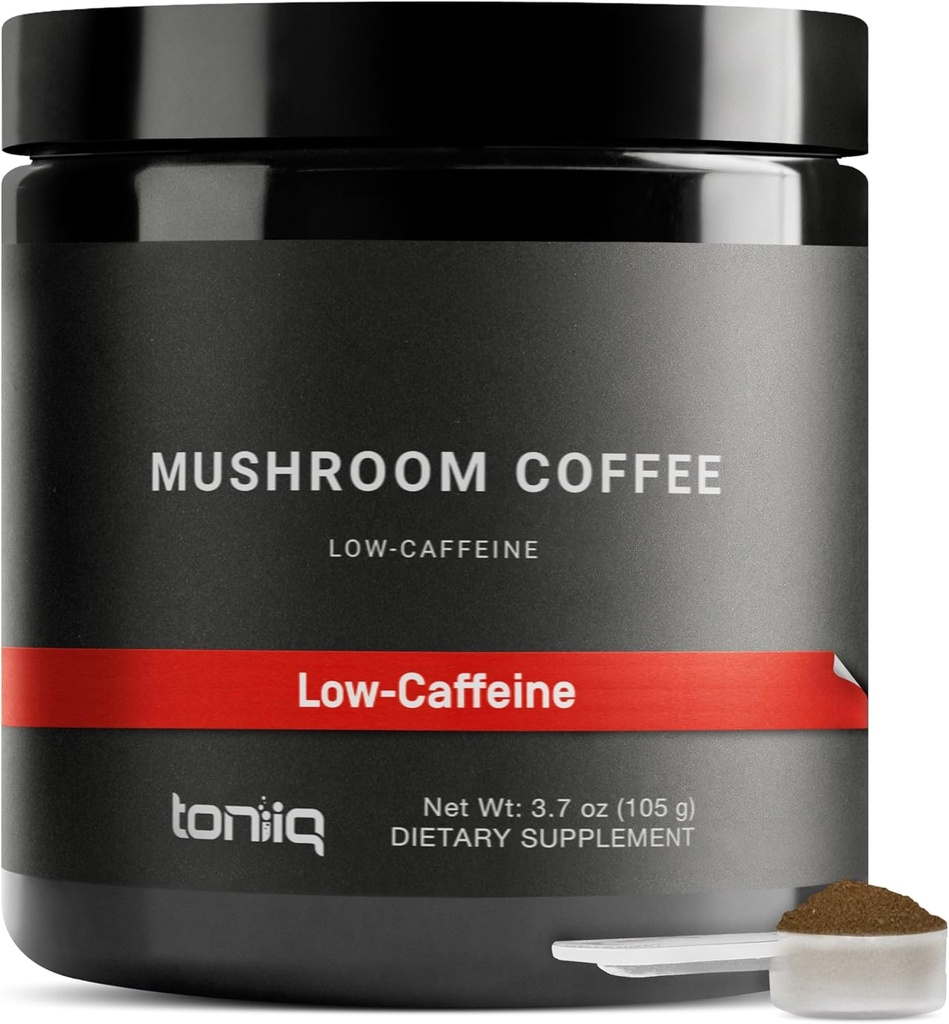 Toniq Low-Caféine Mushroom Coffee - Ultra High Potency 10:1 Tiivisteuute - Kolumbialainen lähdepapuja 10 Sienten Blend, Leijonan Mane & Cordyceps - Toiminnallinen kahvi Vaihtoehtoinen