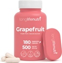 Grapefruit Seed Extract 500mg - härrör från Citrus Paradisis, 180 vegetariska kapslar, organisk Naringin Supplement för daglig energi och balans, 6-månaders leverans, GMP Certified, Made in USA