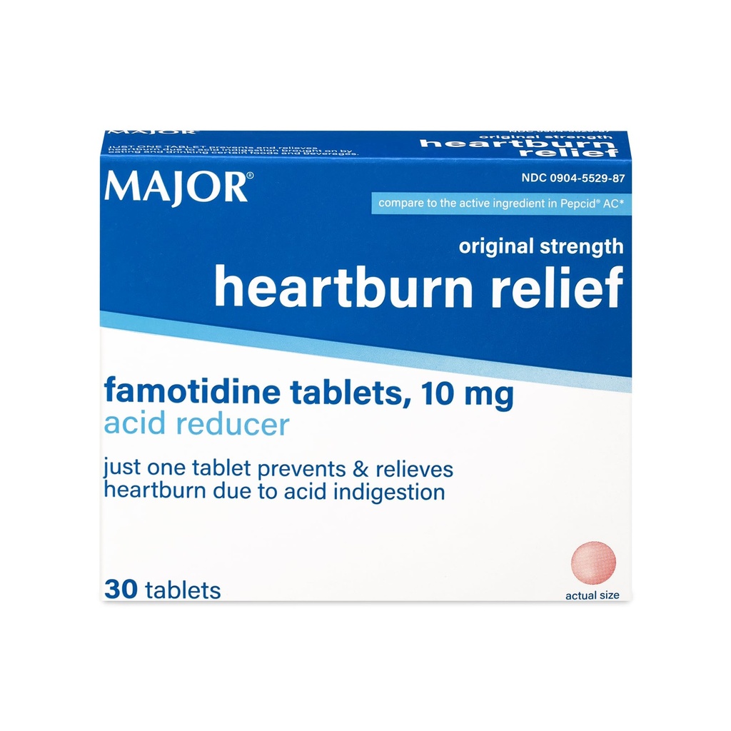 MAGROR Original Strength Heartburn Relief - Famotidiinitabletit, 10 mg - Happojen reduktori - 30 tablettia (1- pakkaus)