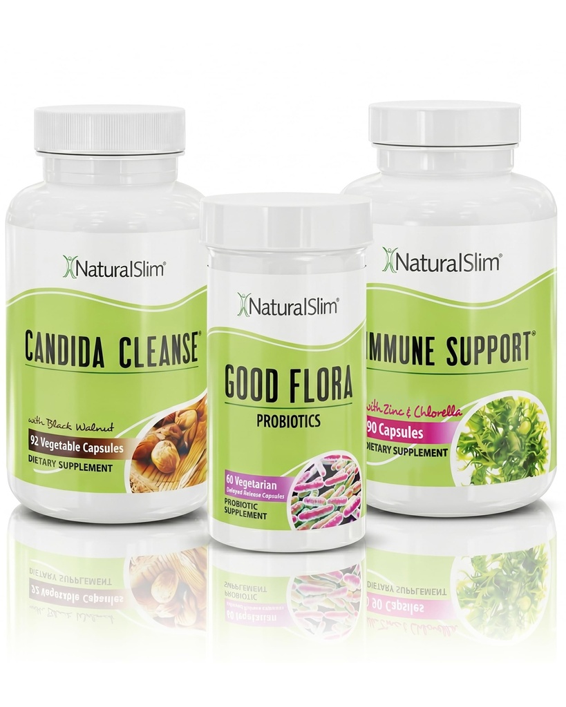 NaturalSlim Candida Cleanse Support Lisäravinteet Bundle - Candisceptic Kit Ylikasvun torjunta, Gut & Colon puhdistus 242 kapselia Yhteensä - 28 päivää puhdistusohjelma suunnitellut Frank Suarez (2 Pack)